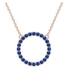 Angara Natural 1.2 ct Blue Sapphire Circle Eternity Pendant in 14K Rose Gold
