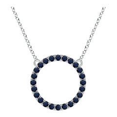 Angara Natural 1.2 ct Blue Sapphire Circle Eternity Pendant in 14K White Gold