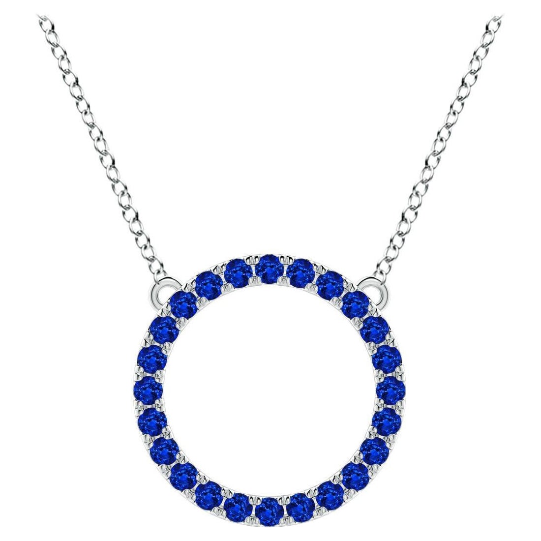 Angara Nature 1.2 ct Blue Sapphire Circle Eternity Pendentif en or blanc 14K