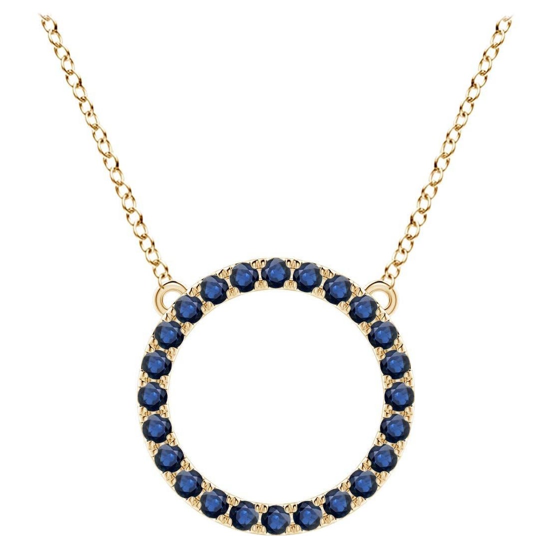 Angara Nature 1.2 ct Blue Sapphire Circle Eternity Pendentif en or jaune 14K