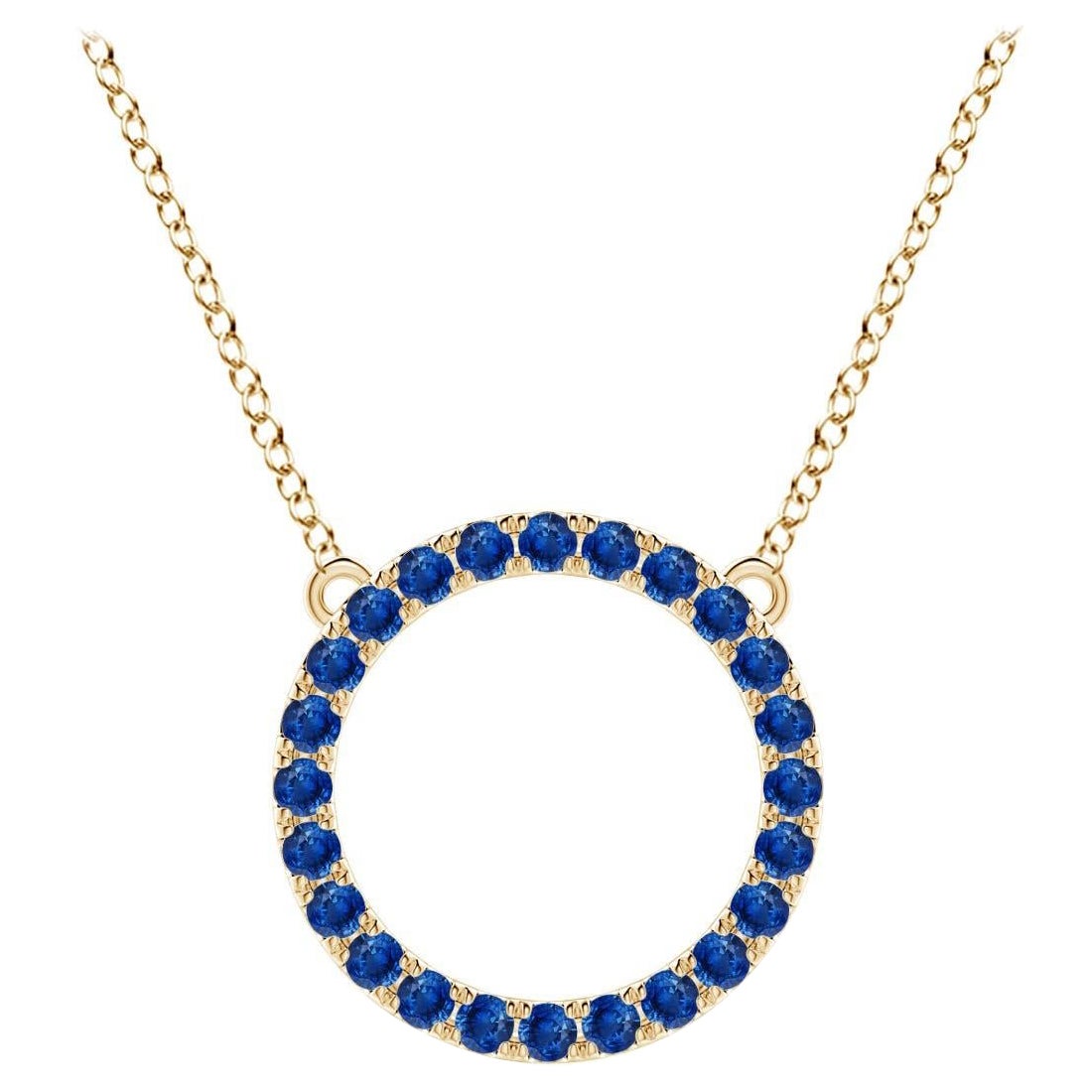 Angara Nature 1.2 ct Blue Sapphire Circle Eternity Pendentif en or jaune 14K
