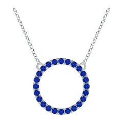 Angara Natural 1.2 ct Blue Sapphire Open Circle Eternity Pendant in Platinum