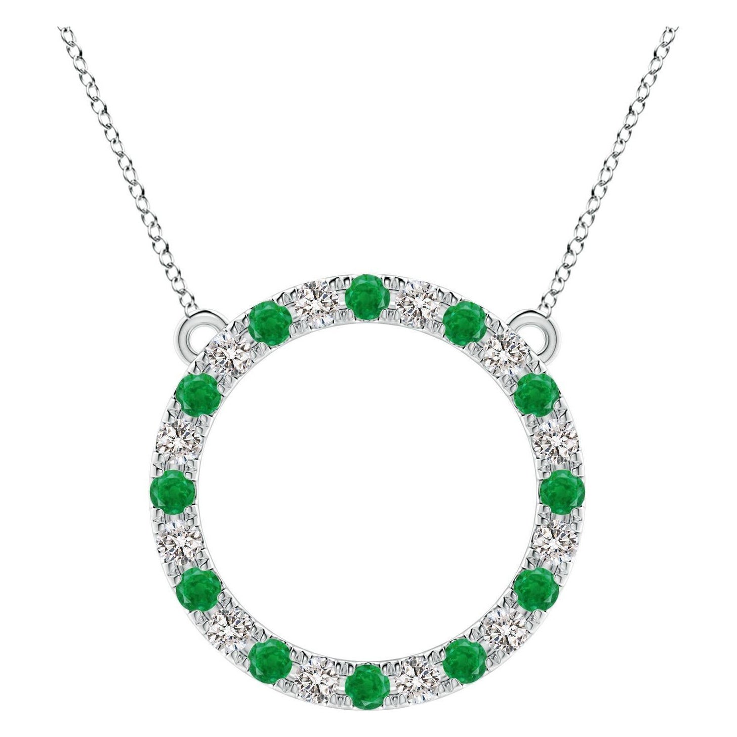 Angara Colgante de Eternidad de Esmeralda Natural de 1,2 ct y Diamante en Oro Blanco de 14 quilates