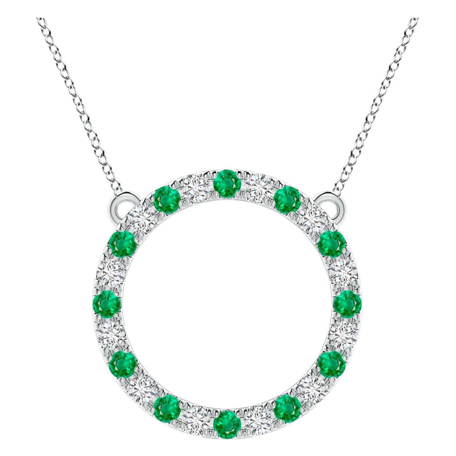 Angara Colgante de Eternidad de Esmeralda Natural de 1,2 ct y Diamante en Oro Blanco de 14 quilates