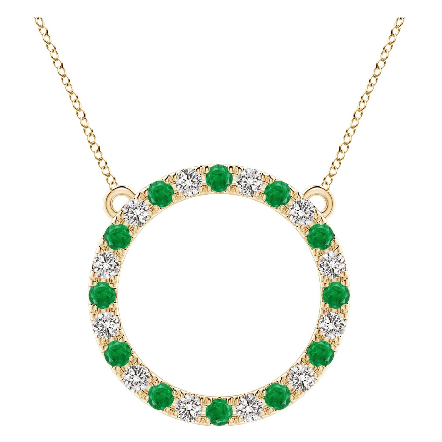 Angara Natural 1,2 ct Smaragd und Diamant Eternity-Anhänger in 14K Gelbgold im Angebot