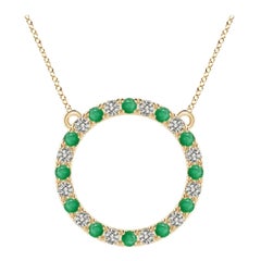 Pendentif d'éternité en or jaune 14K avec émeraude et diamant de 1,2 ct de couleur naturelle Angara