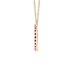 Ciondolo a cerchio aperto in oro massiccio 14K con rubino naturale da 1,2 carati di Angara