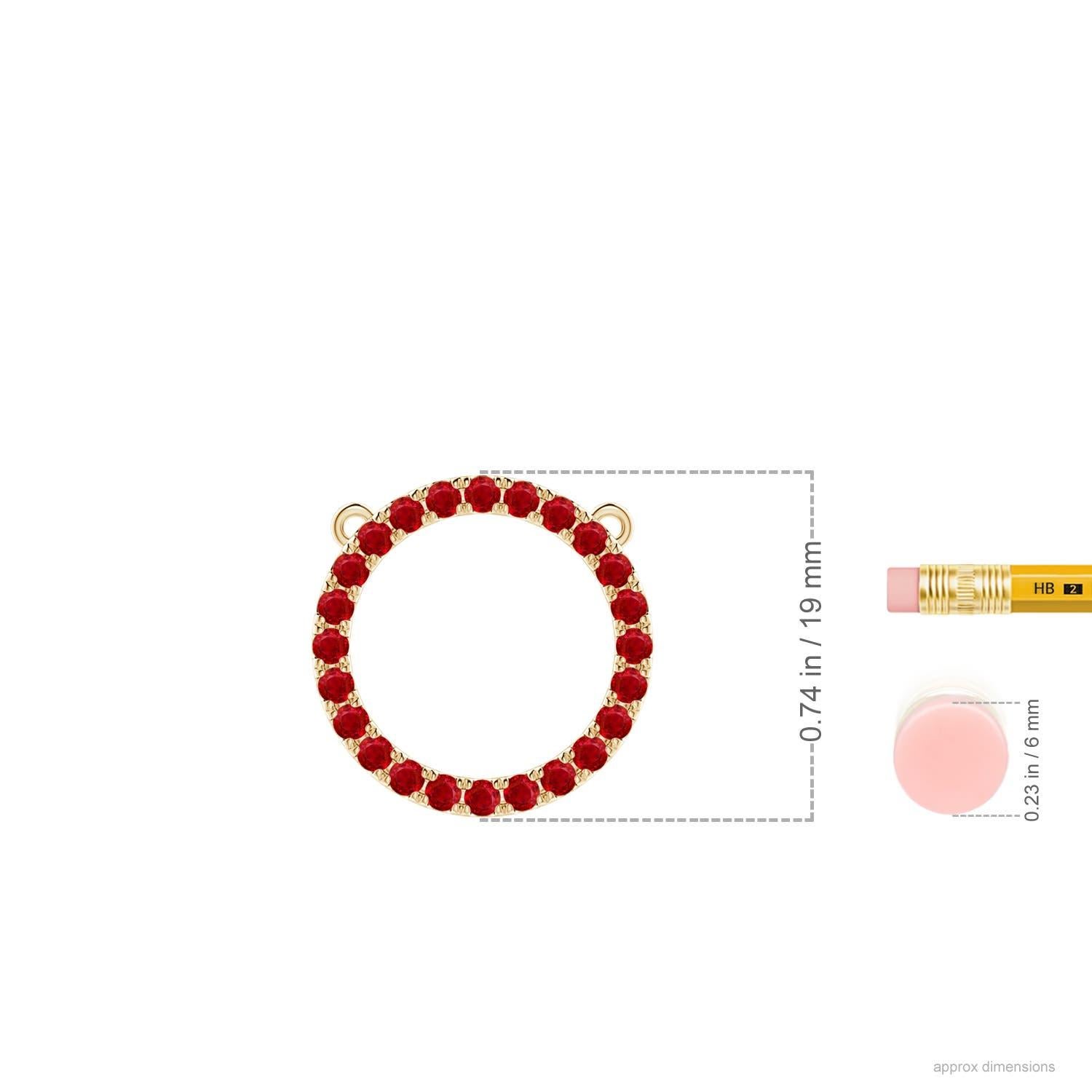 Round Cut Angara Natural 1.2 ct Ruby Open Circle Eternity Pendant in 14K Solid Gold For Sale