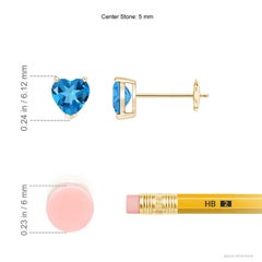 Angara Natural 1.2 ct Swiss Blue Topaz Solitaire Heart Stud Earrings in 14K Gold