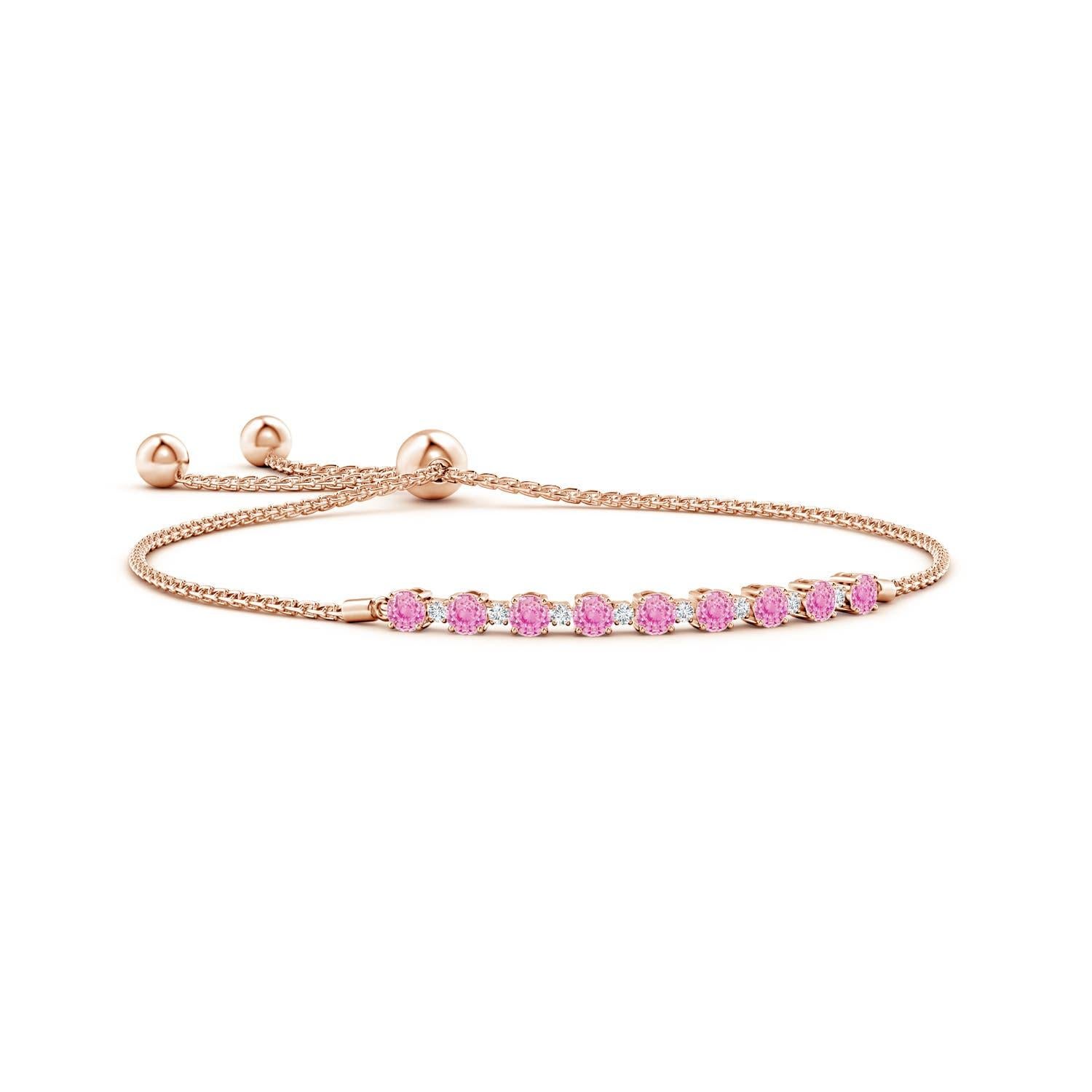 Angara Natural 1,26ct Pink Sapphire und Diamant Tennis Bolo Armband in 14K Gold Damen im Angebot