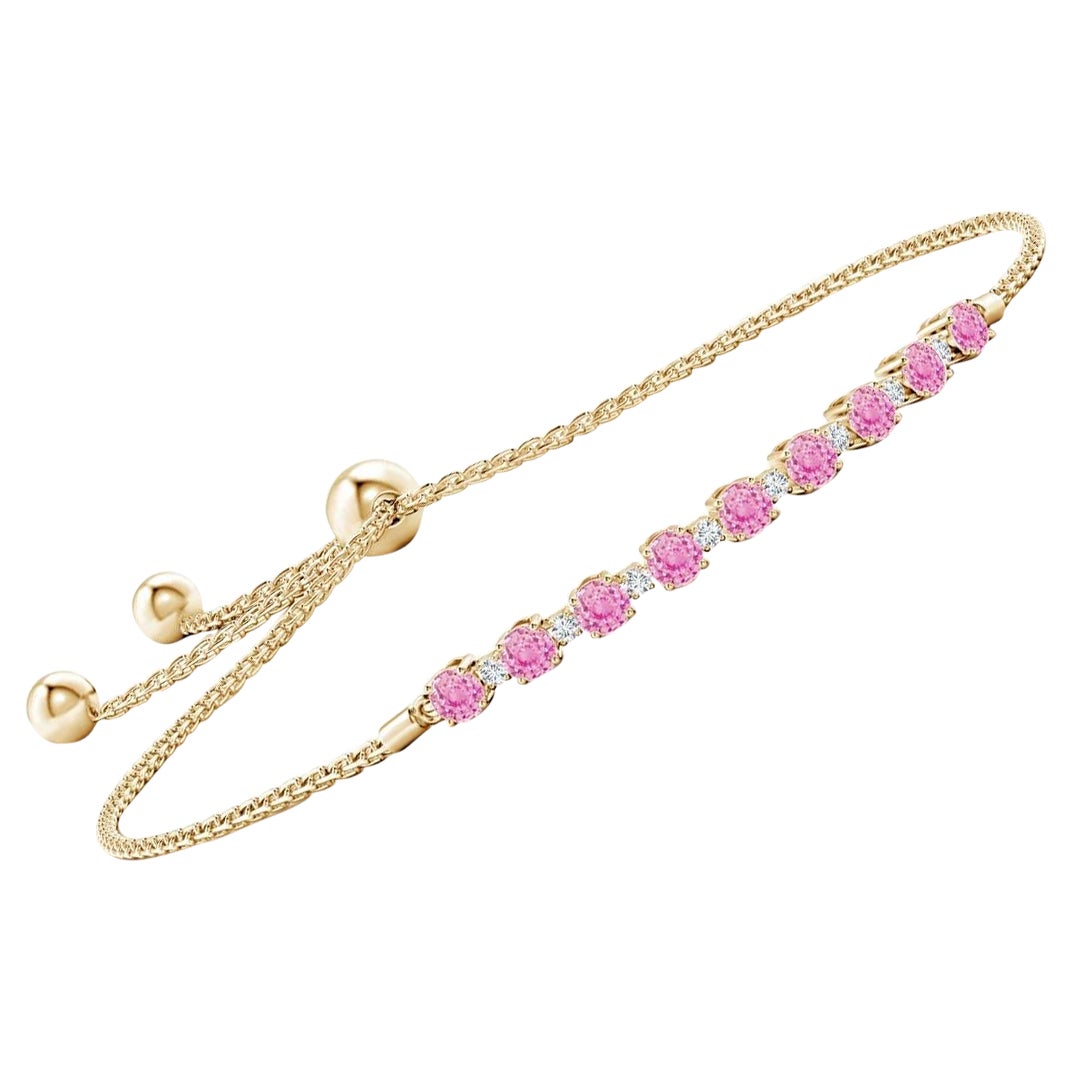 Angara Natural 1,26ct Pink Sapphire und Diamant Tennis Bolo Armband in 14K Gold im Angebot