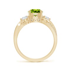 Angara Natural 1.4 ct Peridot and Diamond Twisted Vine Ring in 14K Solid Gold