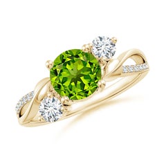 Angara Natural 1.4 ct Peridot and Diamond Twisted Vine Ring in 14K Solid Gold