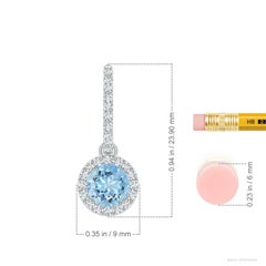 Angara Natural 1.44 ct Aquamarine Dangle Earrings with Diamond Halo in 14K Gold
