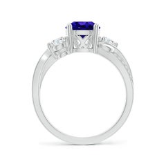 Angara Natural 1.45 ct Tanzanite and Diamond Twisted Vine Ring in 14K Solid Gold