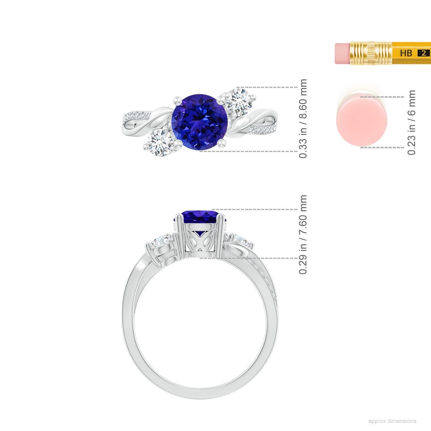 Angara natürlichen 1,45 ct Tansanit und Diamant Twisted Vine Ring in 14K Solid Gold im Angebot 1