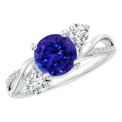 Angara natürlichen 1,45 ct Tansanit und Diamant Twisted Vine Ring in 14K Solid Gold