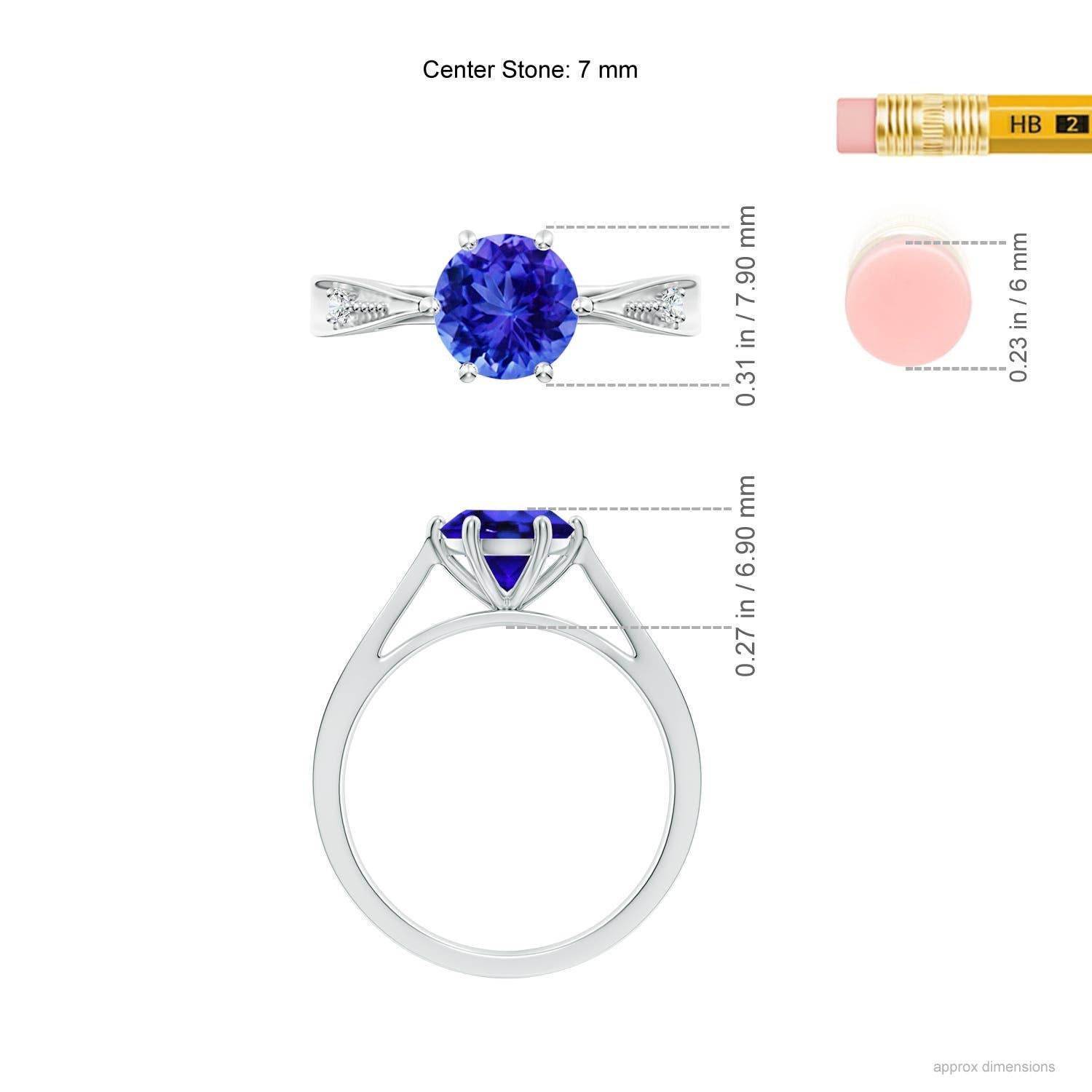 Angara natürlichen 1,45 ct Tansanit Solitär-Ring mit Diamanten in 14K Solid Gold im Zustand „Neu“ im Angebot in Los Angeles, CA
