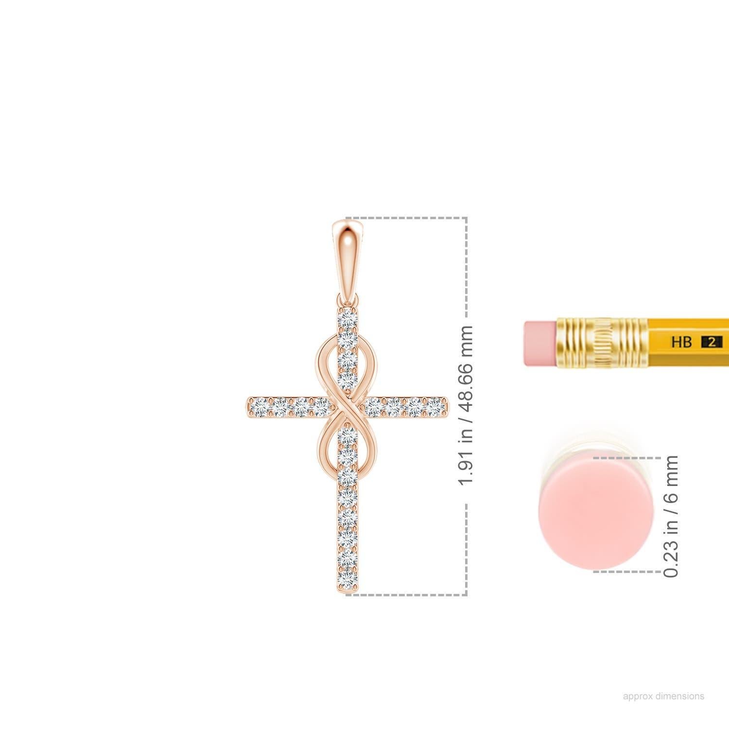 Angara Natural 1,48 ct Diamant Kreuz und Unendlichkeit Anhänger in 14K Rose Gold (Rundschliff) im Angebot