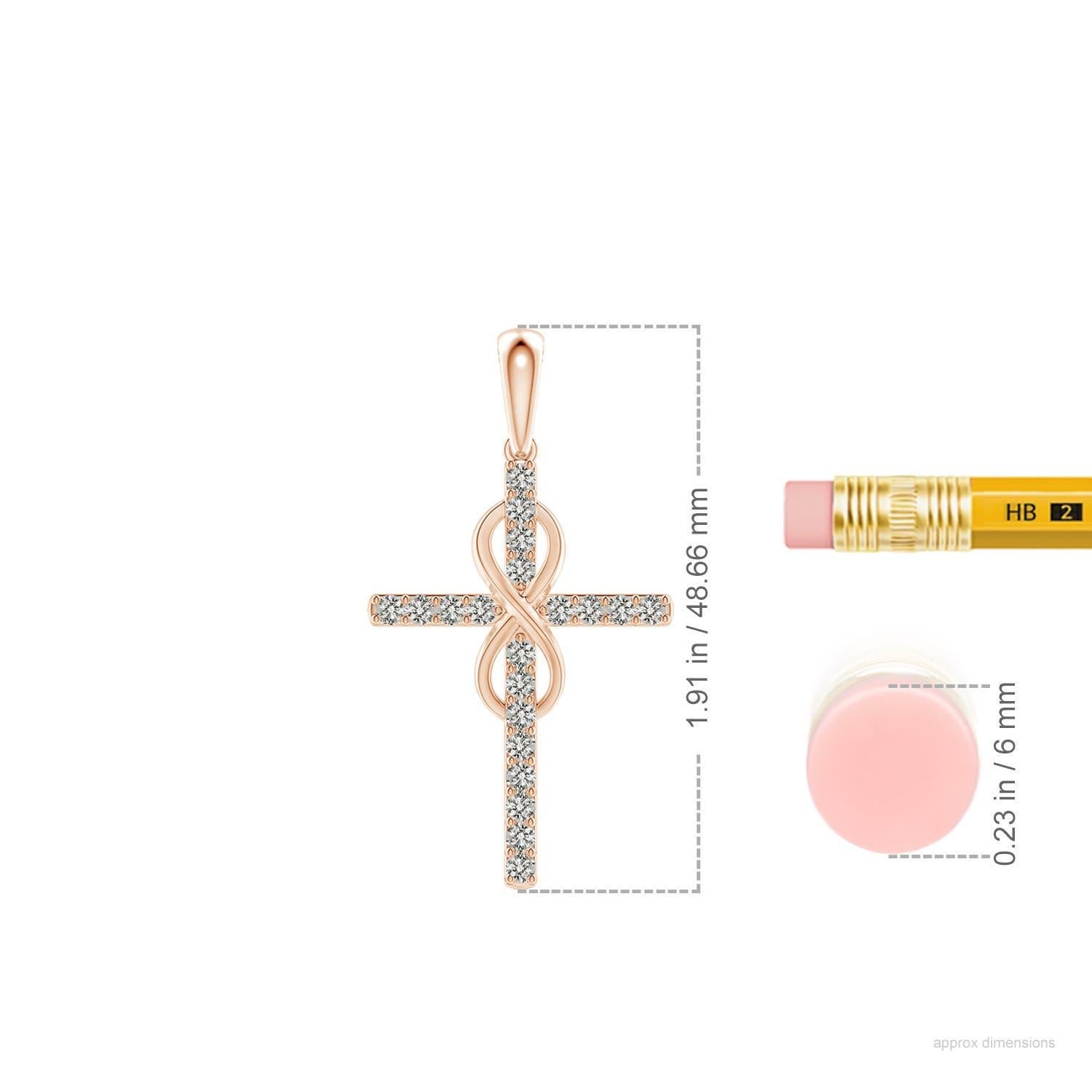 Angara Natural 1,48 ct Diamant Kreuz und Unendlichkeit Anhänger in 14K Rose Gold (Rundschliff) im Angebot