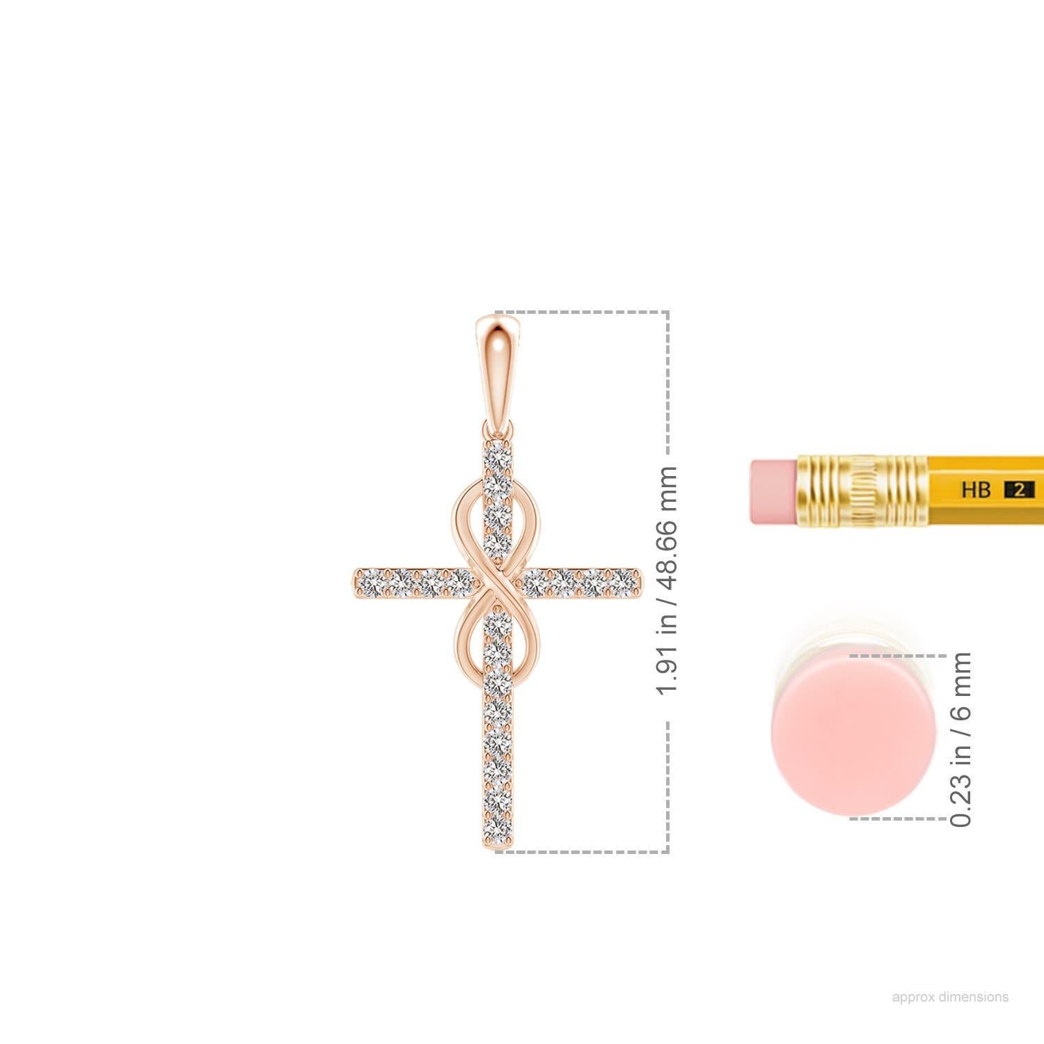 Angara Natural 1,48 ct Diamant Kreuz und Unendlichkeit Anhänger in 14K Rose Gold (Rundschliff) im Angebot