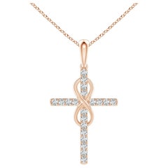 Angara Natural 1,48 ct Diamant Kreuz und Unendlichkeit Anhänger in 14K Rose Gold