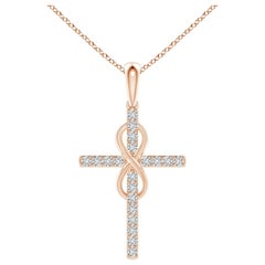 Angara Natural 1,48 ct Diamant Kreuz und Unendlichkeit Anhänger in 14K Rose Gold