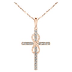 Colgante Cruz e Infinito de Diamante Natural Angara de 1,48 ct en Oro Rosa de 14 quilates