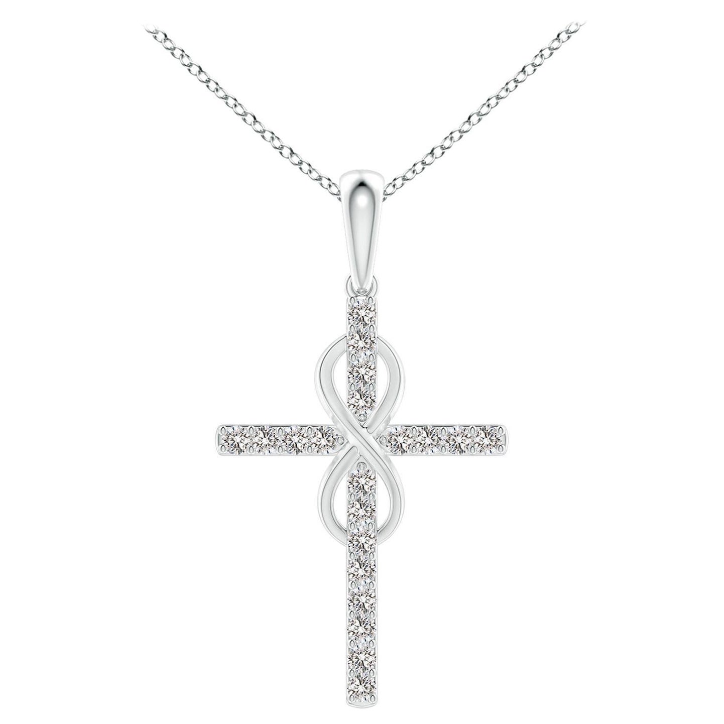 Colgante Cruz e Infinito de Diamantes Naturales Angara de 1,48 ct en Oro Blanco de 14 quilates