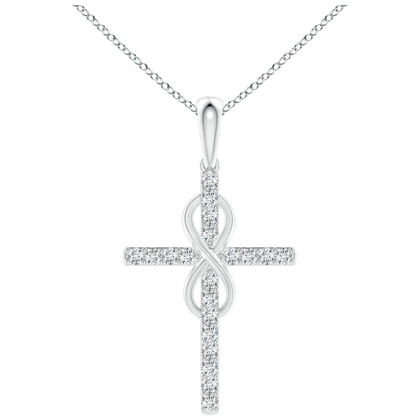 Colgante Cruz e Infinito de Diamantes Naturales Angara de 1,48 ct en Oro Blanco de 14 quilates