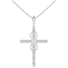 Colgante Cruz e Infinito de Diamantes Naturales Angara de 1,48 ct en Oro Blanco de 14 quilates