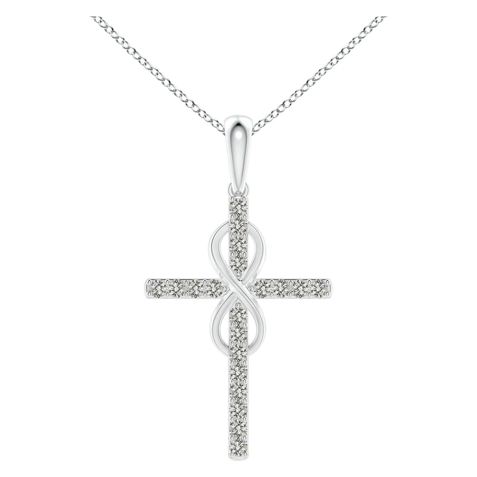 Colgante Cruz e Infinito de Diamantes Naturales Angara de 1,48 ct en Oro Blanco de 14 quilates