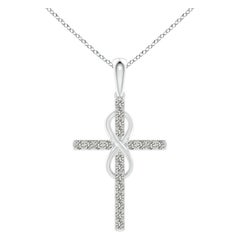 Colgante Cruz e Infinito de Diamantes Naturales Angara de 1,48 ct en Oro Blanco de 14 quilates
