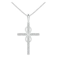 Colgante Cruz e Infinito de Diamantes Naturales Angara de 1,48 ct en Oro Blanco de 14 quilates