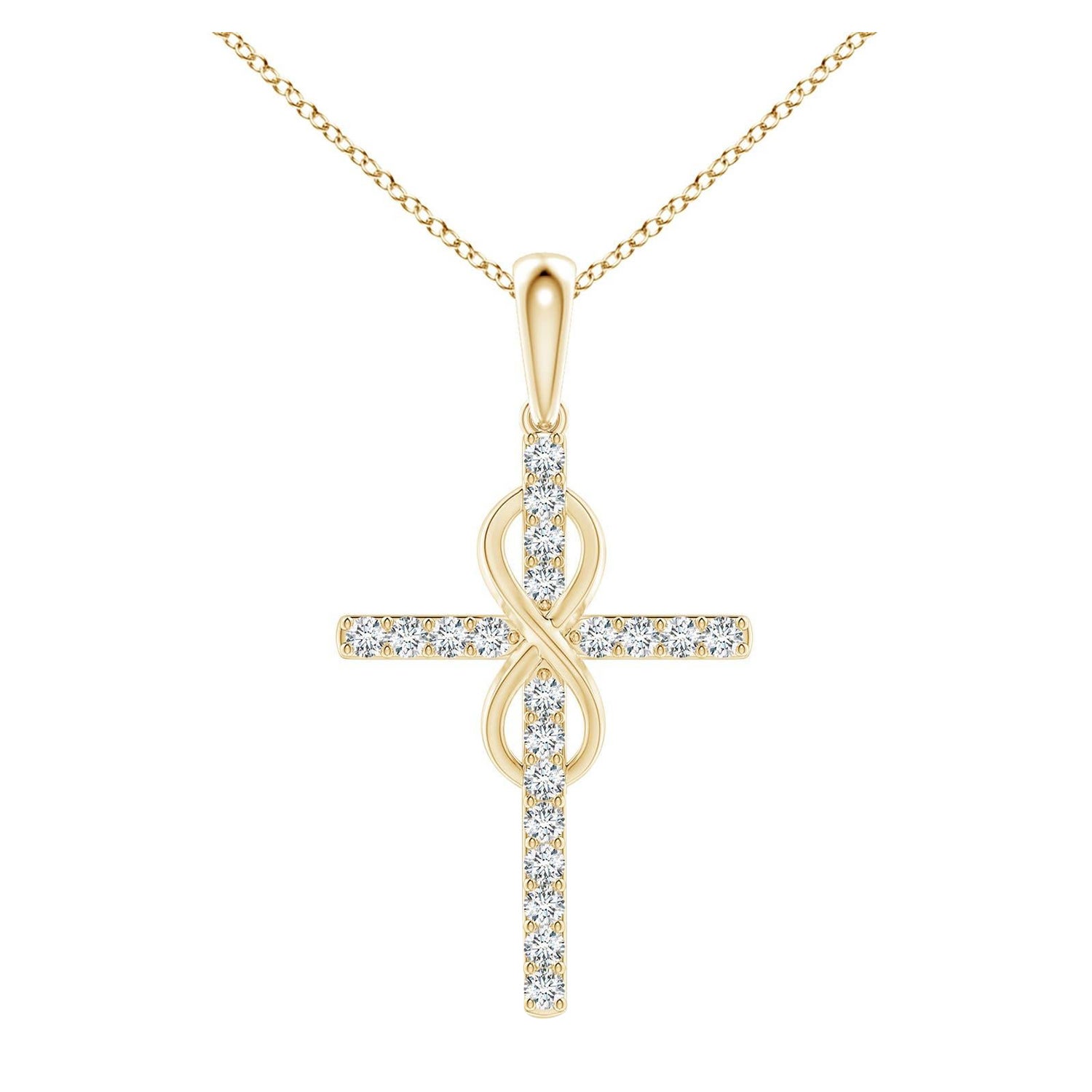 Colgante Cruz e Infinito de Diamantes Naturales Angara de 1,48 ct en Oro Amarillo de 14K