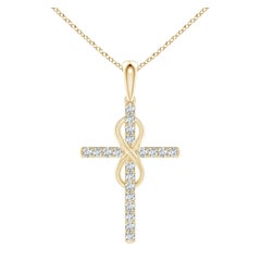 Colgante Cruz e Infinito de Diamantes Naturales Angara de 1,48 ct en Oro Amarillo de 14K