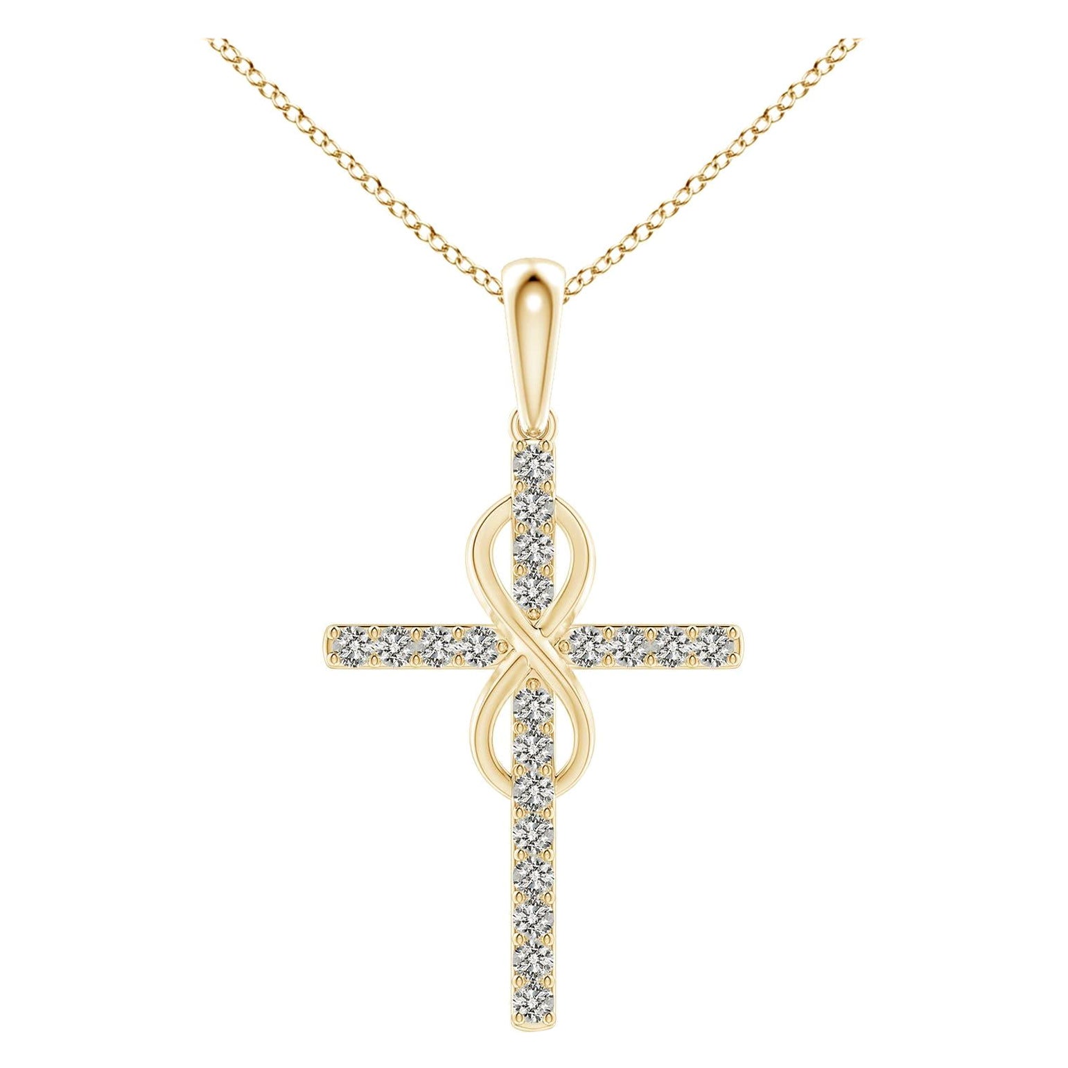 Colgante Cruz e Infinito de Diamantes Naturales Angara de 1,48 ct en Oro Amarillo de 14K