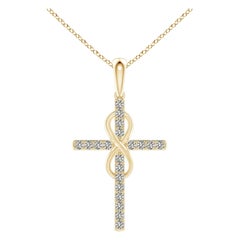 Colgante Cruz e Infinito de Diamantes Naturales Angara de 1,48 ct en Oro Amarillo de 14K