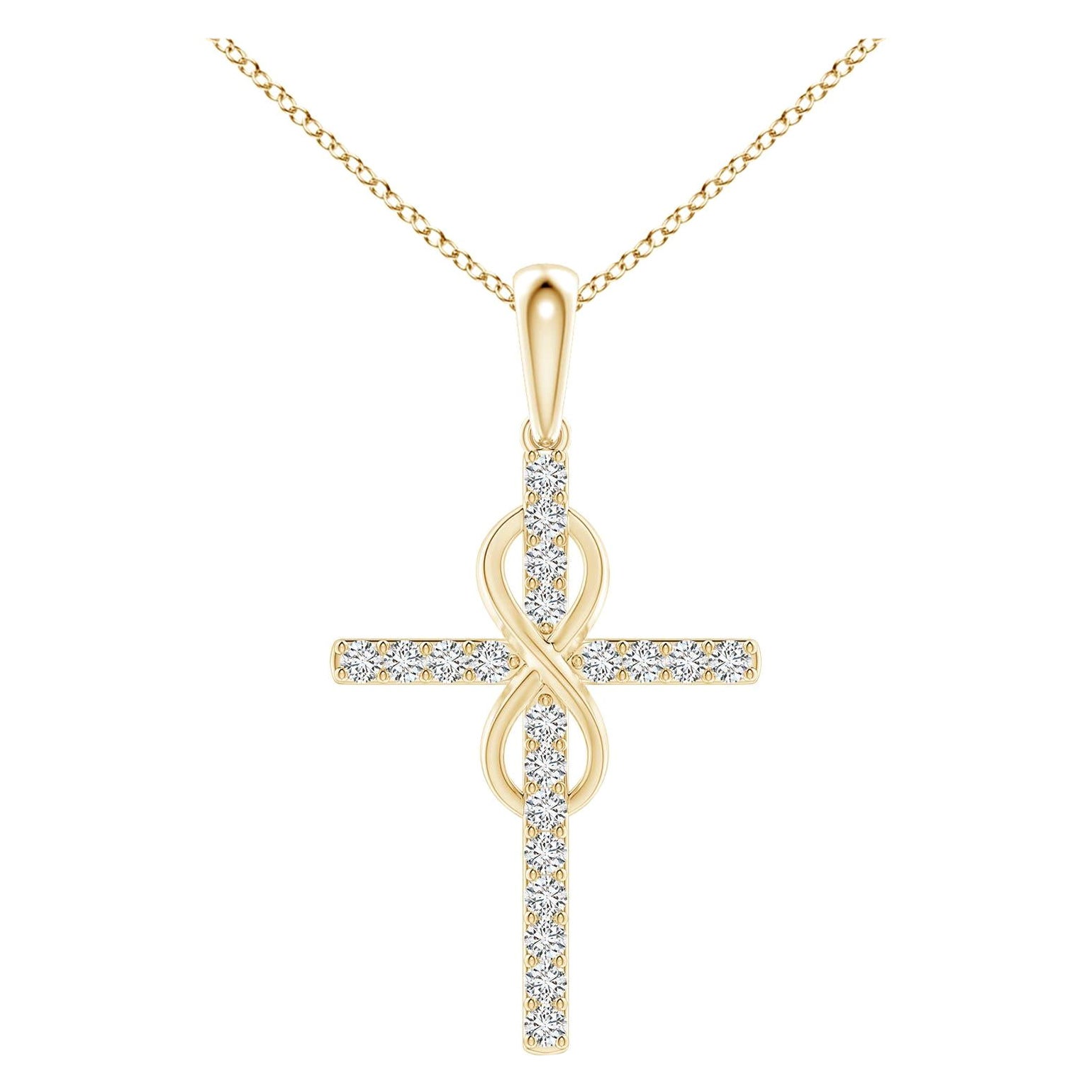 Colgante Cruz e Infinito de Diamantes Naturales Angara de 1,48 ct en Oro Amarillo de 14K en venta
