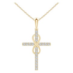 Colgante Cruz e Infinito de Diamantes Naturales Angara de 1,48 ct en Oro Amarillo de 14K