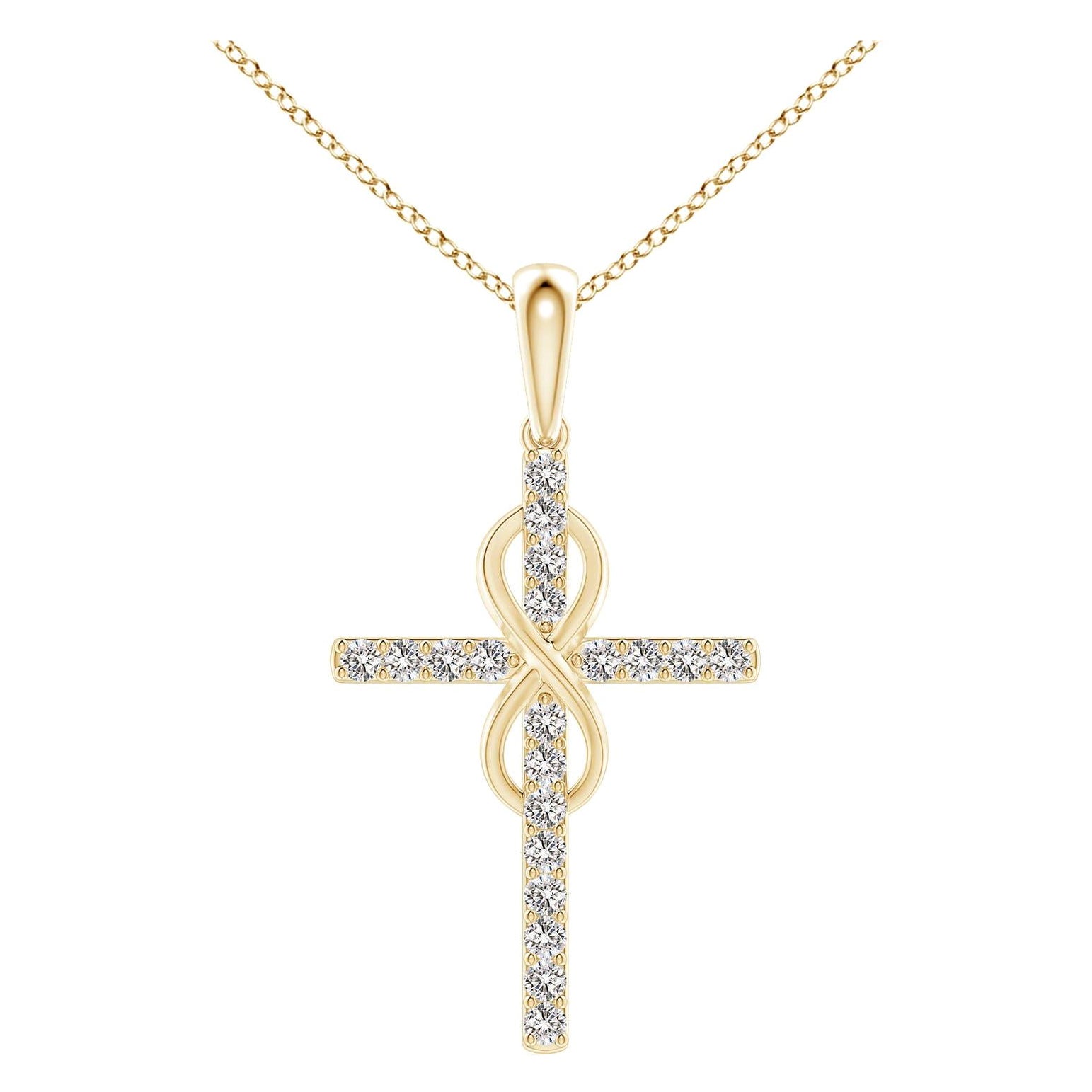Colgante Cruz e Infinito de Diamantes Naturales Angara de 1,48 ct en Oro Amarillo de 14K