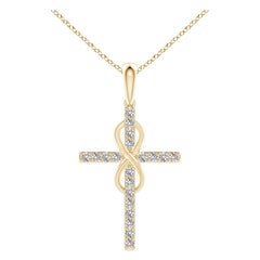 Colgante Cruz e Infinito de Diamantes Naturales Angara de 1,48 ct en Oro Amarillo de 14K