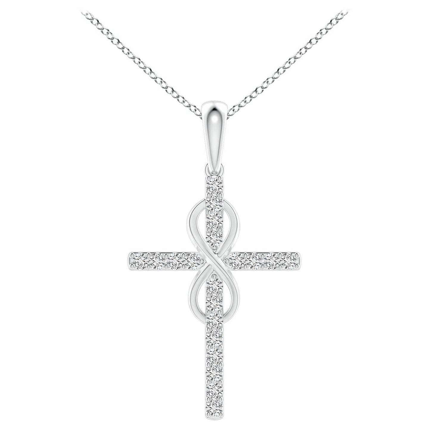 Colgante Cruz e Infinito de Diamantes Angara Natural de 1,48 ct en Platino para Mujer