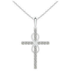 Colgante Cruz e Infinito de Diamantes Angara Natural de 1,48 ct en Platino para Mujer