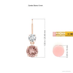 Angara Natural 1.4ct Morganite Leverback Dangle Earring with Diamond in 14K Gold