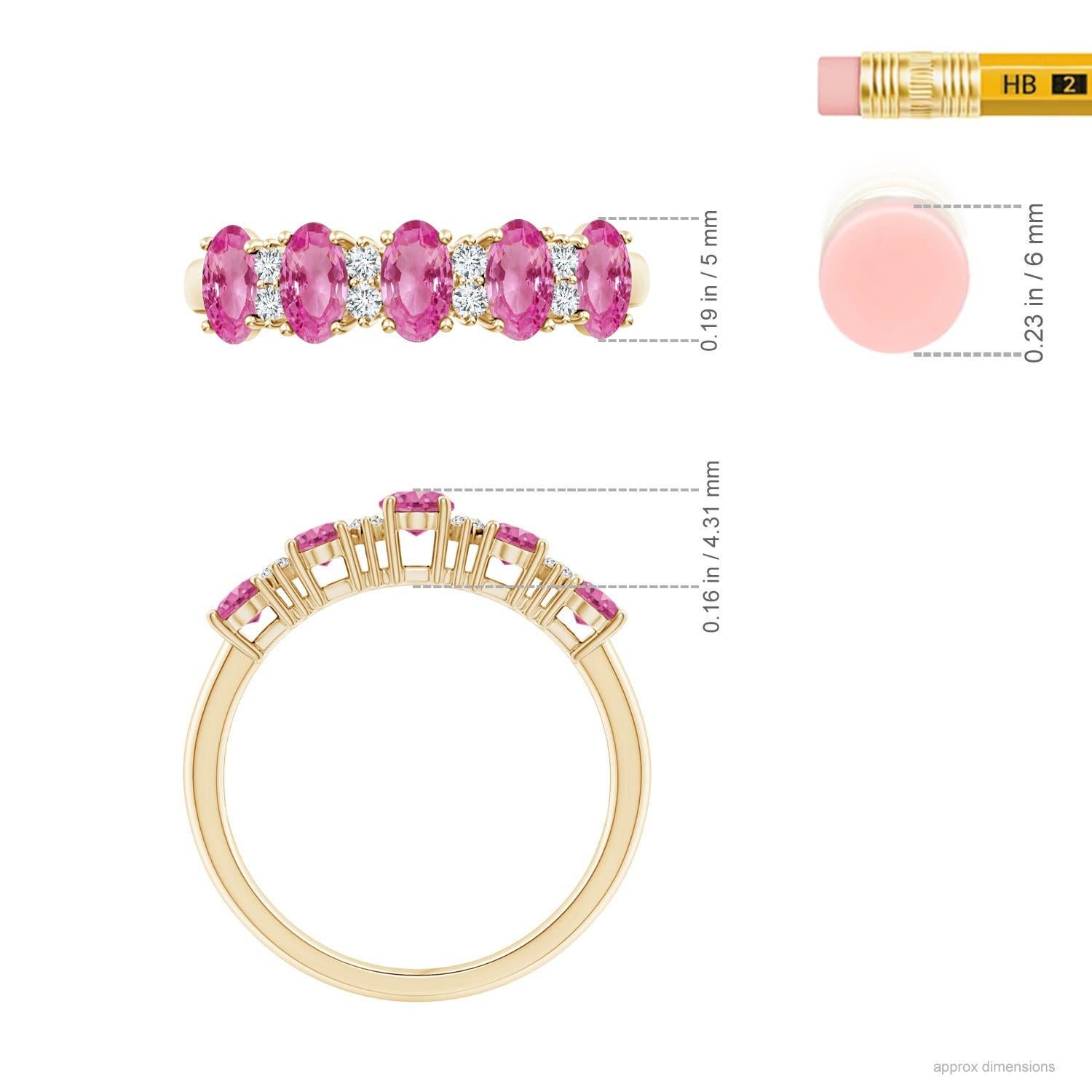 Angara Nature 1.5 ct Pink Sapphire and Diamond Wedding Ring in 14K Solid Gold (Anneau de mariage en or massif 14K) en vente 1