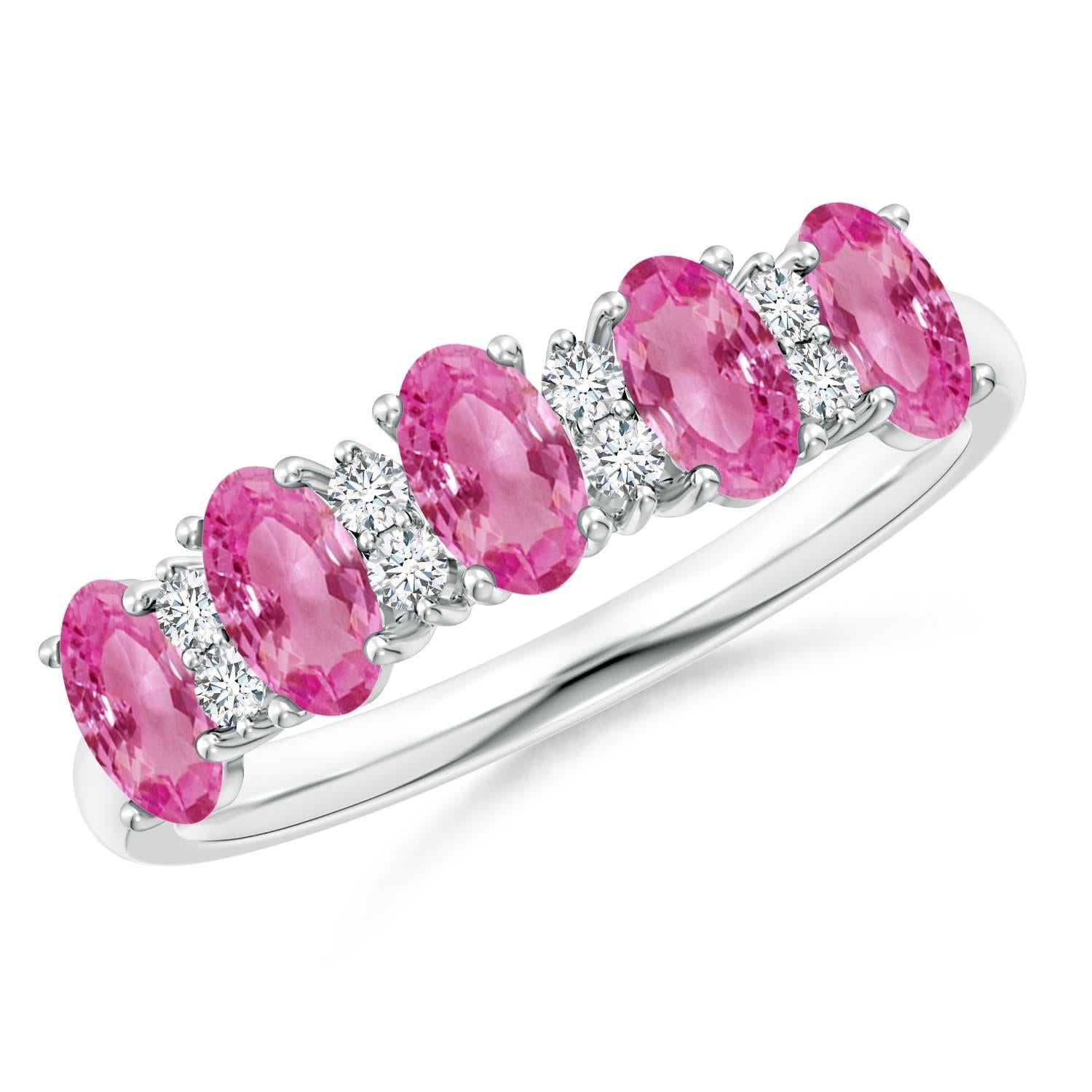 Angara Nature 1.5 ct Pink Sapphire and Diamond Wedding Ring in 14K Solid Gold (Anneau de mariage en or massif 14K) en vente 2