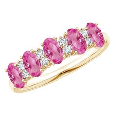 Angara Natural 1.5 ct Pink Sapphire and Diamond Wedding Ring in 14K Solid Gold