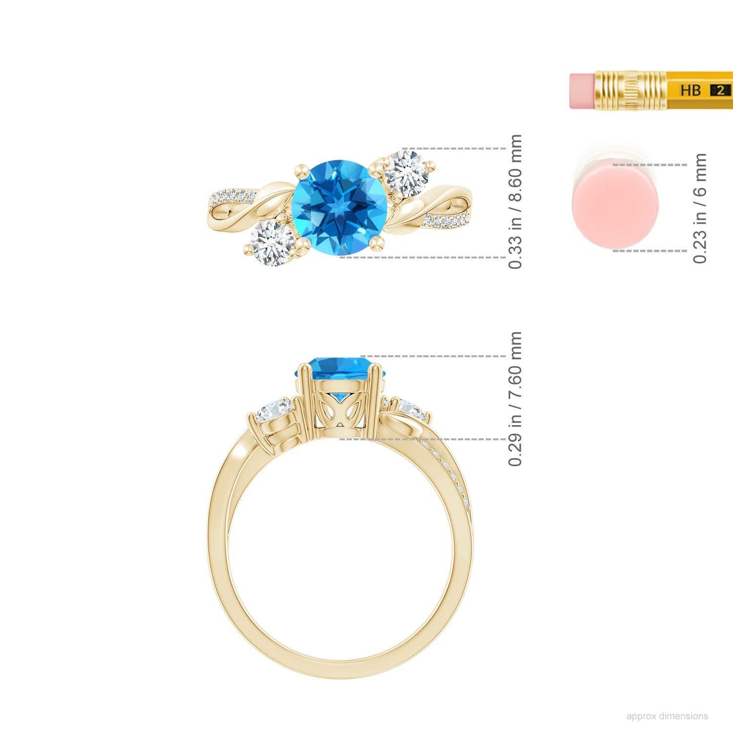 Donna Anello Angara Nature con Topazio Blu Svizzero e Diamante da 1,55 carati in oro massiccio 14K in vendita