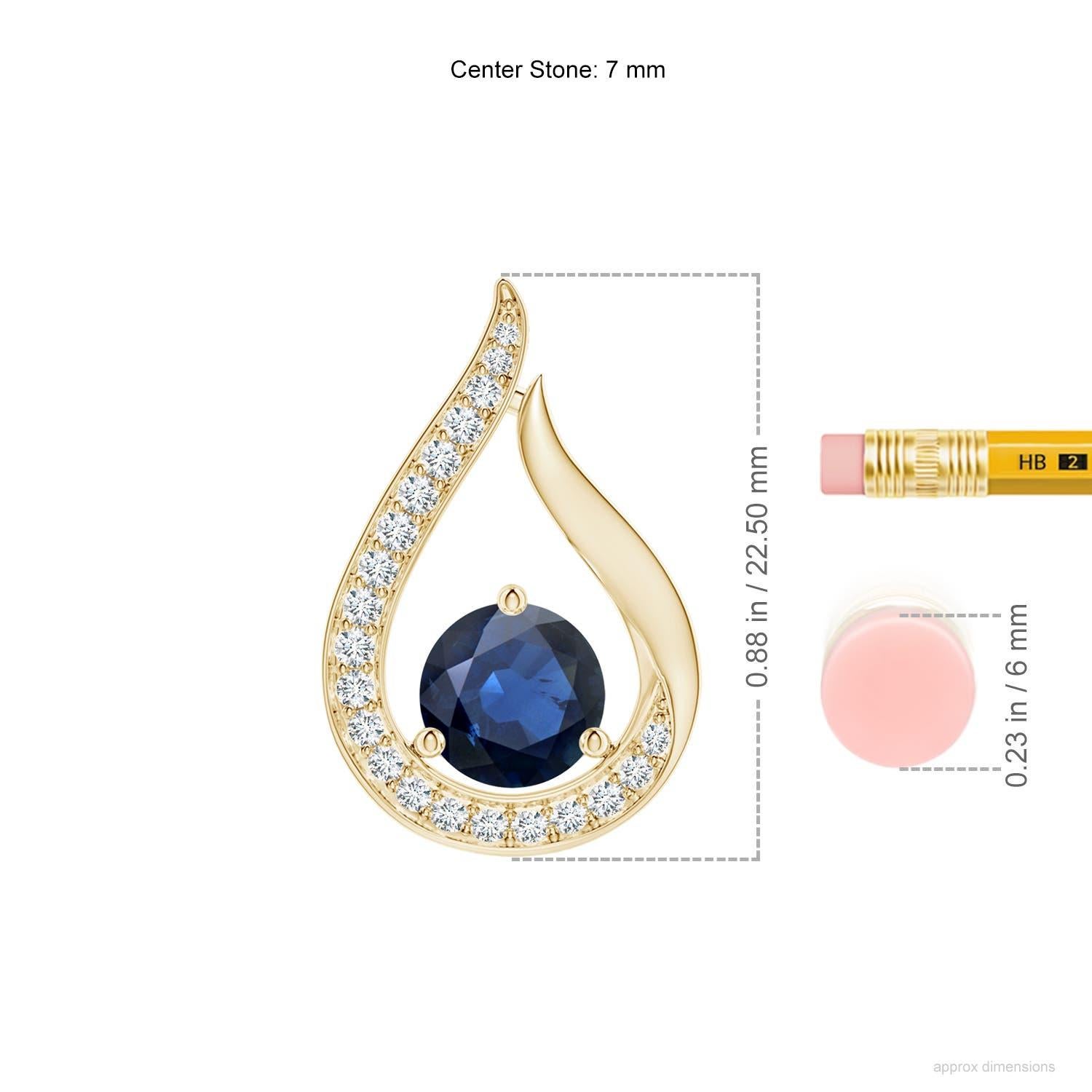 Angara Colgante Tulipán de Zafiro Azul Natural de 1,6 ct con Diamantes Oro Amarillo de 14K Corte redondo en venta